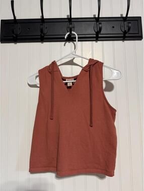 Mossimo Supply Co Rust Orange Sleeveless Crop Hoodie Vest XS V-Neck Athleisure